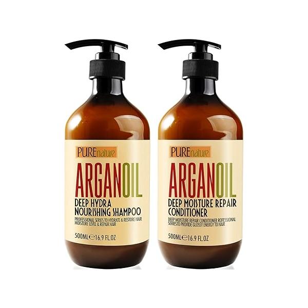 Argan Oil Shampoo and Conditioner Set - Sulfate Free Moroccan Care with Keratin For Curly, Straight, Dry Damaged Hair Moisturizing, Hydrating, Anti Frizz Salon Technology