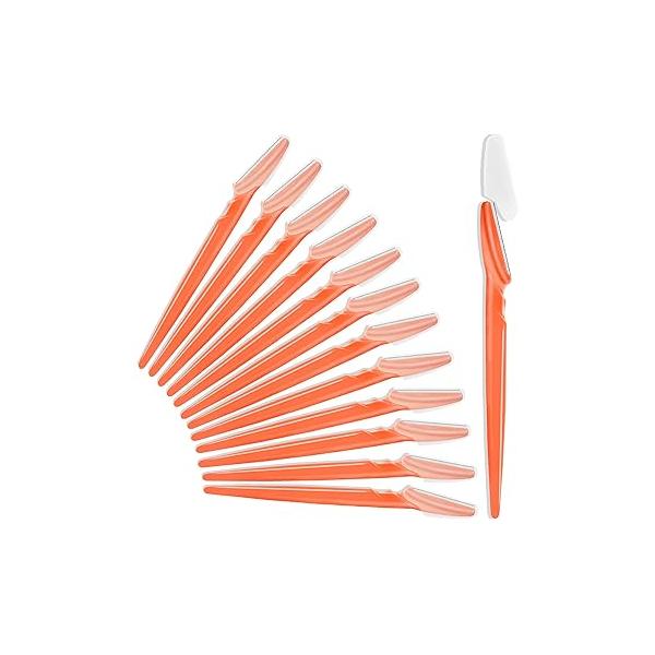 12 Pcs Eyebrow Razors, Face Razors Multipurpose, Exfoliating Dermaplaning Tools, Trimmers Shaver with Safety Cover, Facial Hair Removal for Women Men Body Use (Light Pink)