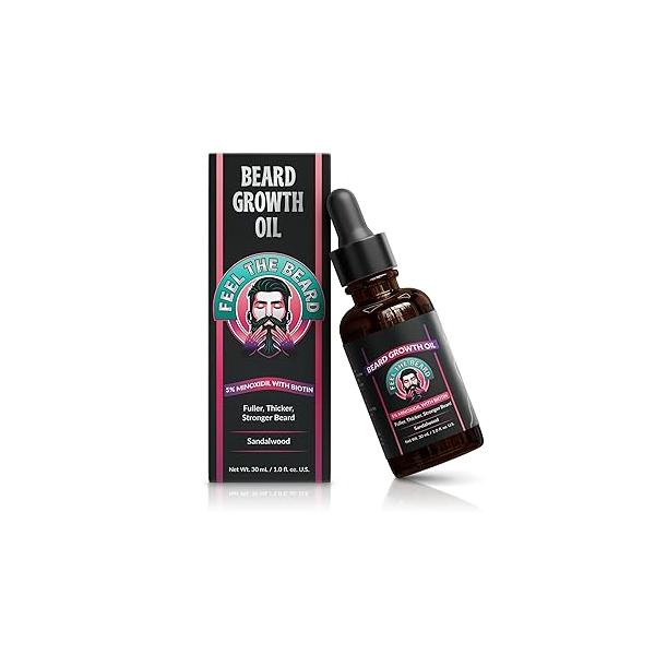 Beard Growth Oil For Men - 5% Minixodil Biotion Pumpkin Seed & Argan DHT Blocker 30 ml 1.0 fl oz Sandal Wood Scent Strengthen Softner Moisturizer Full