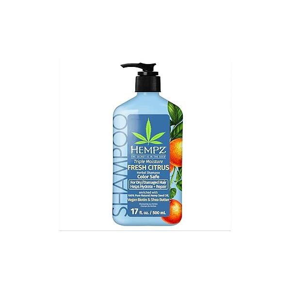 Hempz Triple Moisture Herbal Hair Shampoo - Moisturizing Gentle to Nourish and Hydrate 17 Fl OZ