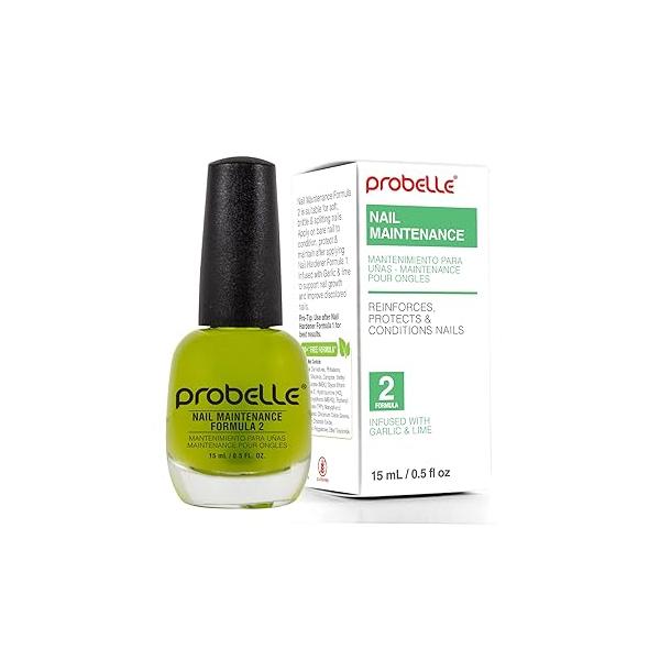 Probelle Nail Hardener Formula 1 - Repair Damaged Nails, Extra Strong Growth Base Coat For Brittle Grows and Strengthens Soft, Weak Aids Splitting, Breaking, Peeling Nails