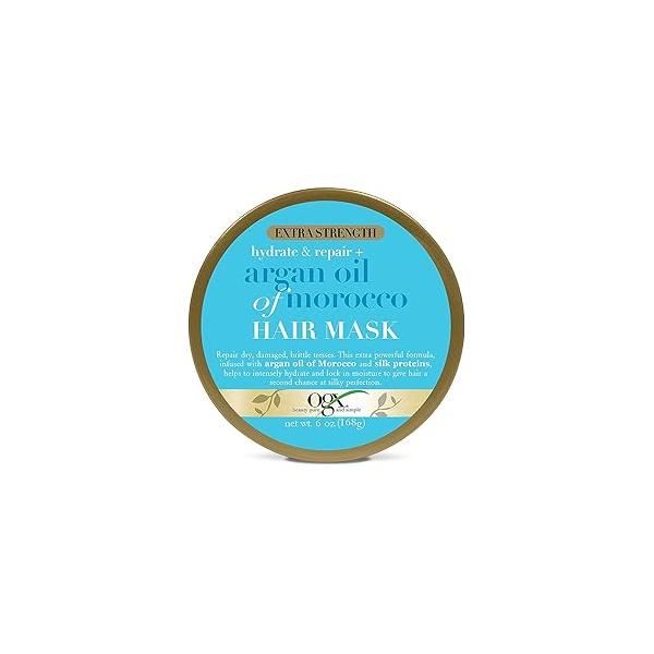 OGX Extra Strength Hydrate Repair + Argan Oil of Morocco Hair Mask Deep Moisturizing Conditioning Treatment, Citrus, 6 Ounce