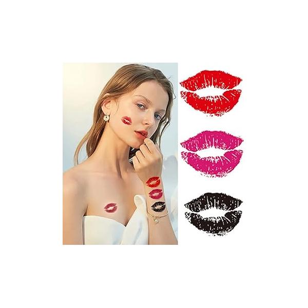 150pcs Valentines Temporary Tattoos Sticker Sexy Kiss Lip Decal Valentine's Day Decorations Bpdy Fake Tattoo Stickers for Lover Party Girls Women Favor Supplies