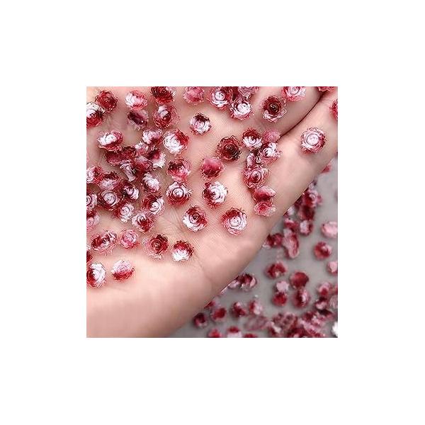 50Pcs Cute Flower Nail Charms Mixed Size Flowers for Nails Colorful Floral Rhinestones Carved Resin Design 3D Camellia Rose Supplies Accessories Women