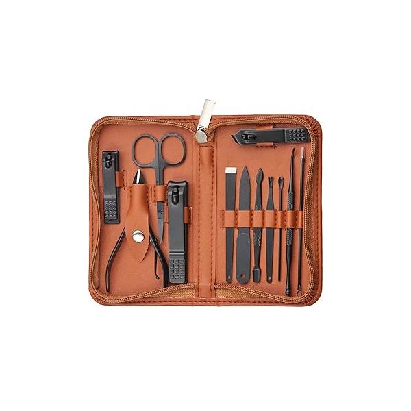 Nail Kit, Manicure Care Kit For Women, Pedicure Set, Clippers Toenail Professional Green Travel Case, Set of 12.