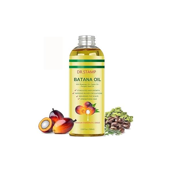 Batana Oil for Hair Growth & Scalp Care - 4-in-1 Liquid with Rosemary, Castor Pumpkin Seed Strengthens, Moisturizes Revitalizes Dry, Damaged (1 Pack)