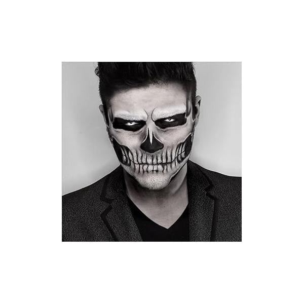 Classic Skull Temporary Skeleton Mouth Tattoo Halloween Costume for Men and Women, Adult, Scary Face Tattoos (HT07)