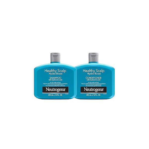 Neutrogena Moisturizing Healthy Scalp Hydro Boost Shampoo & Conditioner for Dry Hair and Scalp, with Hydrating Hyaluronic Acid, pH-Balanced, Paraben Phthalate-Free, Color-Safe, 12 Fl Oz