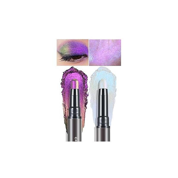 CHARMACY Multichrome 2 in 1 Cream Eyeshadow Stick, Waterproof Eye Brightener Highlighter Stick Makeup, High Pigmented, Smudge-Proof, Vegan & Cruelty-Free (#904)