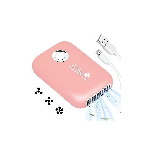 Buqikma Eyelash Fan Mini Lash for Extension Portable Dryer Handheld Rechargable USB with 3 Adjustable Speed Cooling Air Application (Black)