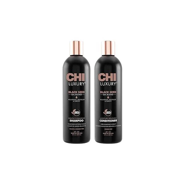 CHI Brand Luxury Black Seed Oil Blend Gentle Cleansing Shampoo & Moisture Replenish Conditioner 12 Fl Oz Each (pack Of 2)