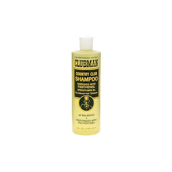 Clubman Country Club Shampoo, Enriched with Panthenol, The Natural Hair Thickener, pH Balanced, Proteinized Polypeptides, 16 fl. oz.
