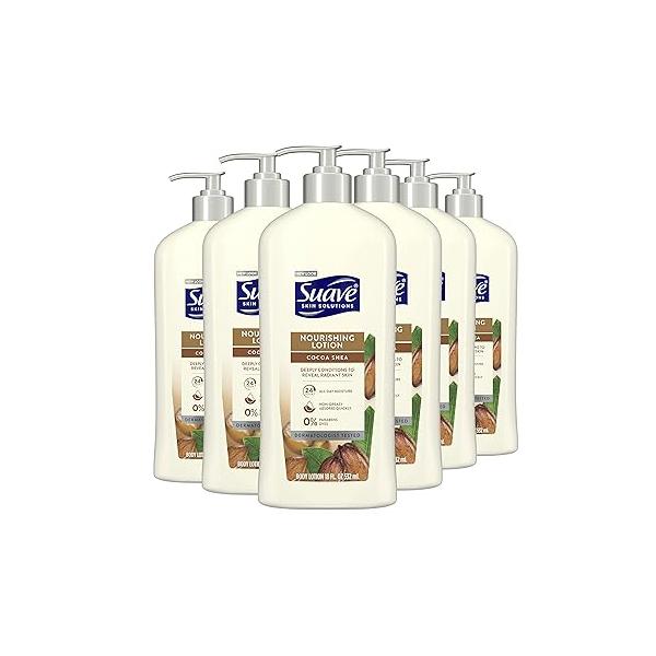 Suave Skin Solutions Body Lotion, Cocoa Butter & Shea, 18 Fl Oz (Pack of 6)
