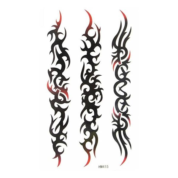 MapofBeauty Temporary Waterproof Black Flame Tattoo Sticker(2 pcs/lot)