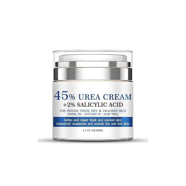 Urea Cream 45% Plus Salicylic Acid 2%, for Feet and Hand Dry Cracked, Foot Thick, Rough & Skin, Moisturizer Natural Nourishes Softens Skin 1.7 fl.oz