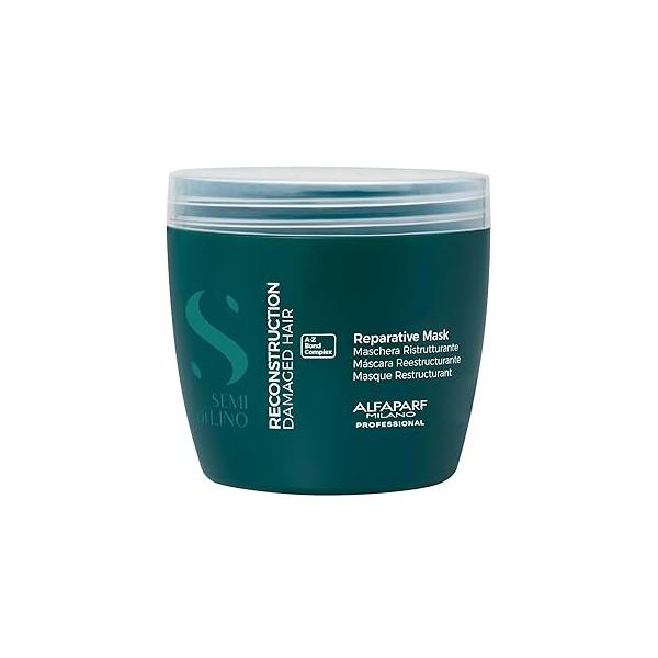 Alfaparf Milano Semi di Lino Reconstruction Reparative Mask - Color Safe Deep Conditioning Hair Damaged Repair For Medium to Thick Vegan Formula (16.9 oz)
