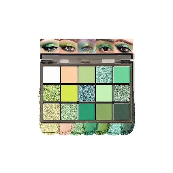 SUAKE 15 Colors Matte Shimmer Pearlescent Eyeshadow Palette for Eye Makeup,High Pigmented Smoky Dark Punk Metal Shadow Primers Powder, Flashing sombras de ojos Cosplay - Black Gold Blue Brown