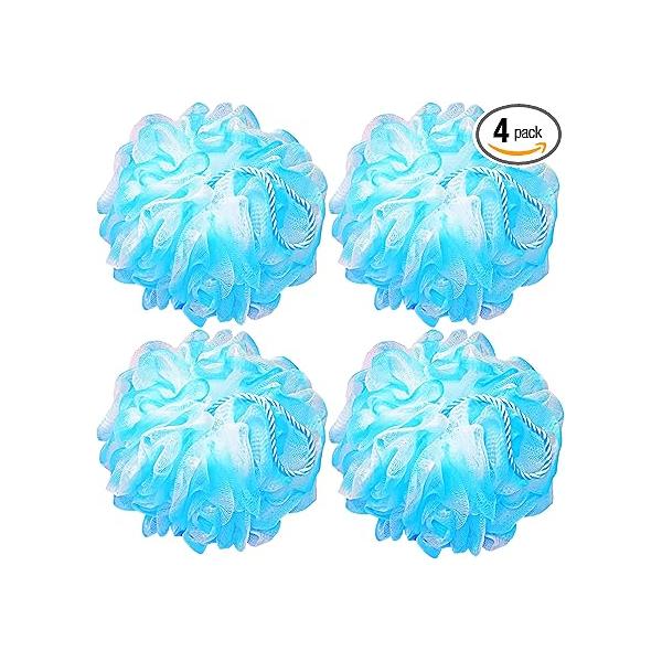 Bath Sponge Shower Loofahs Balls 75g/PCS for Body Wash Bathroom Men Women- Set of 4 Flower Color