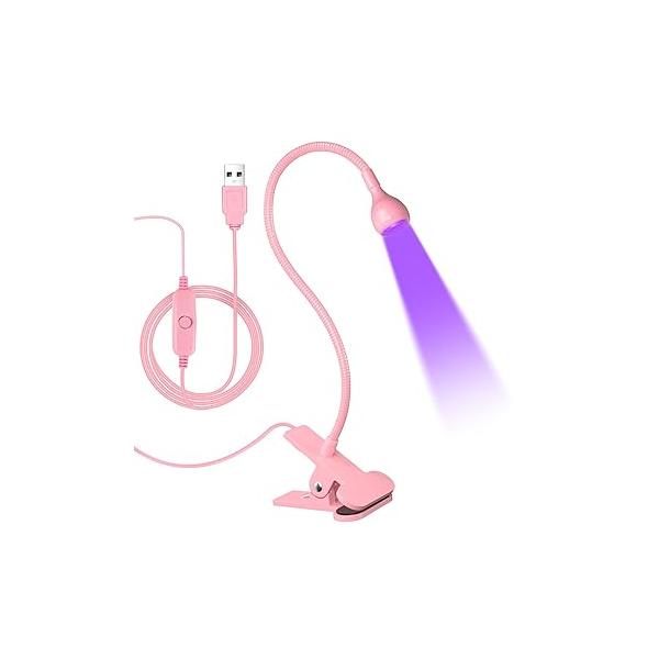 AORAEM UV LED Nail Lamp, Quick Drying Light for Gel Nails Foot Control Cure Flash with Black Gooseneck and Clamp