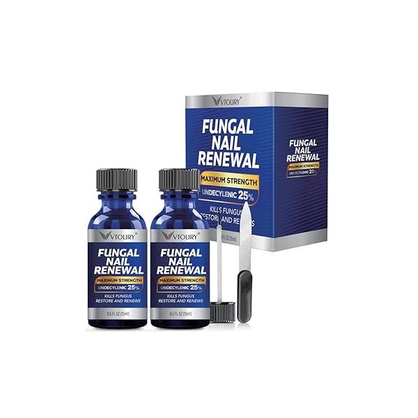 2 Bottle Toenail Fungus Treatment Extra Strength, 25% Undecylenic Acid, Tea Tree Oil, Toe Nail Treatments, for