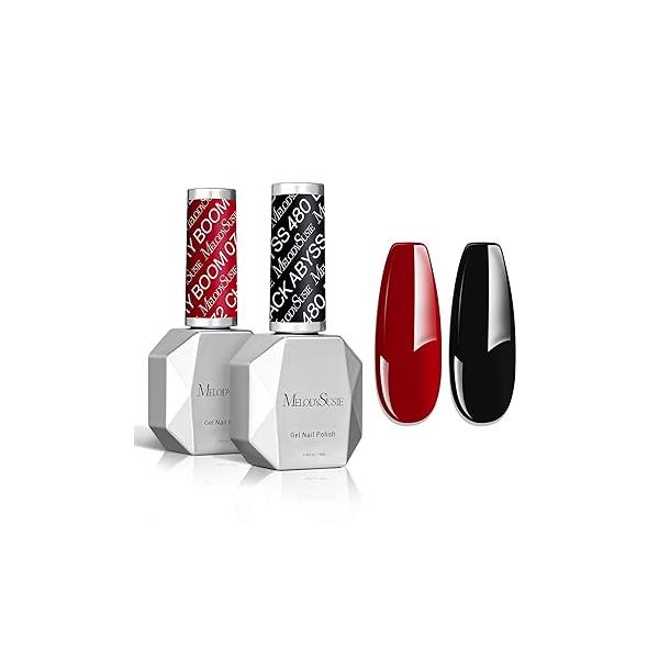 MelodySusie Thick Gel Nail Polish Set- 2 Pcs 15ML Black & White Set Soak Off UV LED Christmas Gift for Women Art Manicure Salon DIY Design Decoration at Home