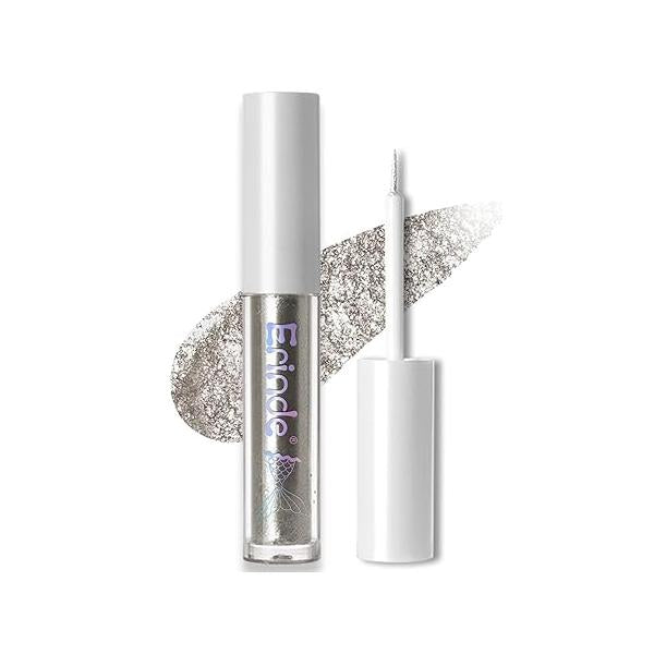 Erinde Liquid Glitter Eyeshadow Eyeliner, Korean Makeup Bling Under Eye Shadow, Shimmer Metallic, Lightweight Waterproof Long Wearing, Loose Glue for Crystals Makeup, Colorful Sequins