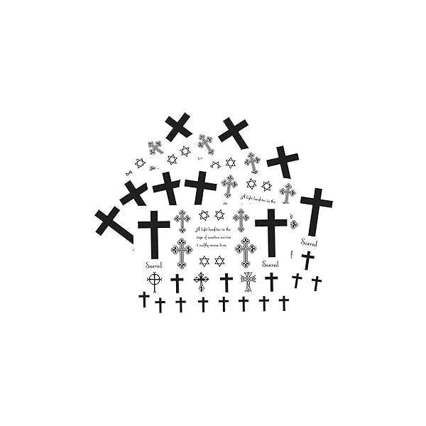 Black Cross Waterproof Temporary Tattoo Men and Women Scars Painted Small Tattoos Sticker 5 Sheets 10x17CM