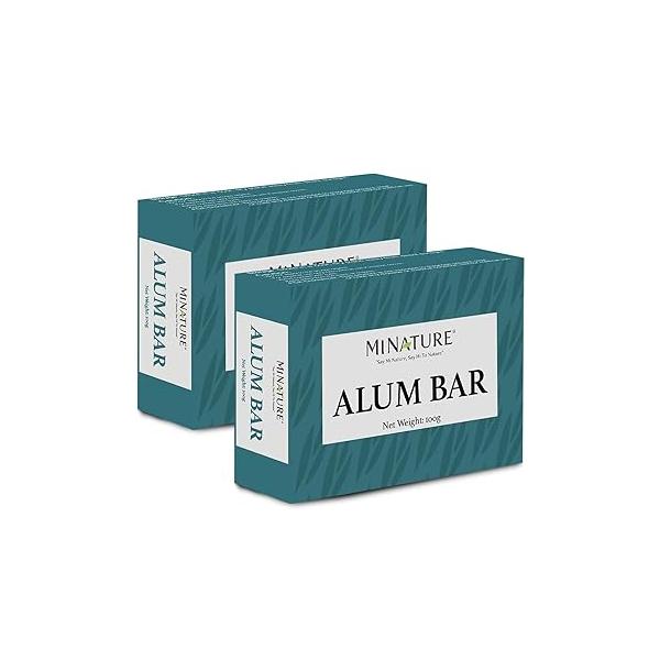 Mi Nature Pure Alum Bar 2 pack (100g*2) |Natural Phitkari Block |Potassium Stone |Shaving |Skin Astringent |Water Clarifier |Odor Control