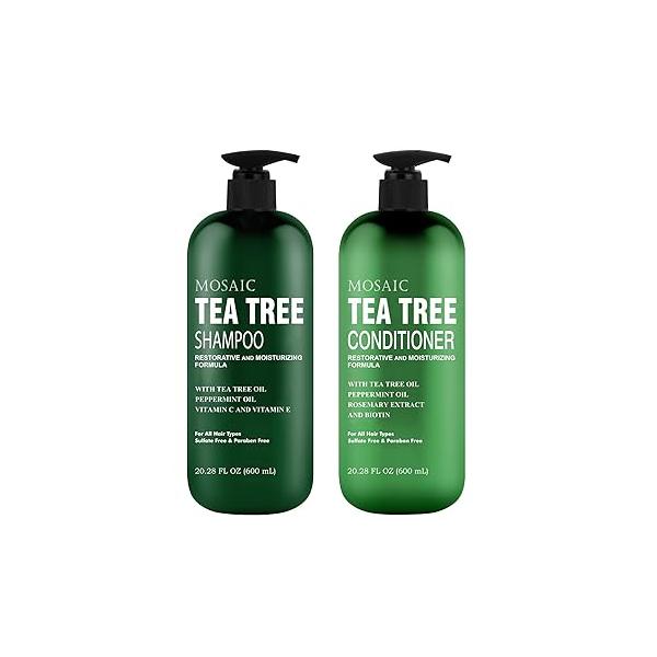 Tea Tree Shampoo and Conditioner Set for Hair Growth, Thinning Loss Treatments Women & Men, Thickening Products, Paraben Sulfate Free 20.2 FL Oz Each.