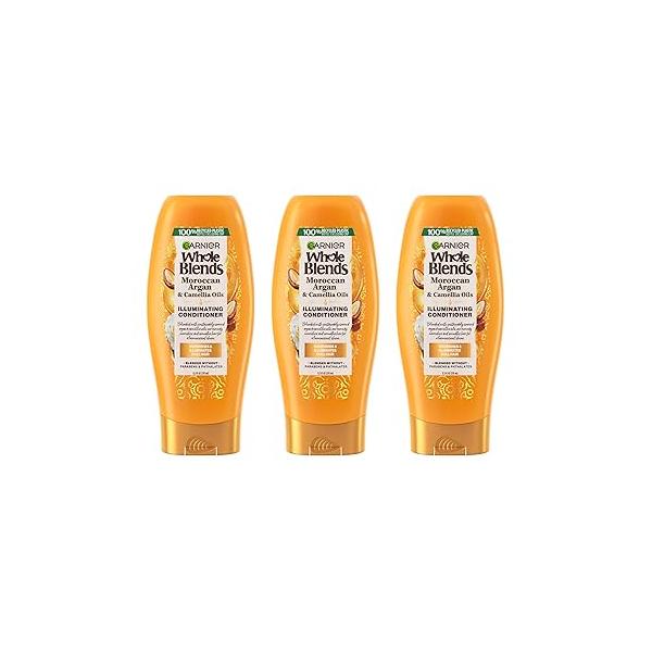 Garnier Whole Blends Moroccan Argan & Camellia Oils Illuminating Conditioner for Silky Shine, 12.5 Fl Oz, 3 Count (Packaging May Vary)