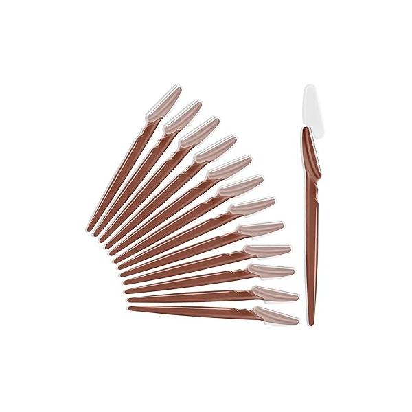 12 Pcs Eyebrow Razors, Face Razors Multipurpose, Exfoliating Dermaplaning Tools, Trimmers Shaver with Safety Cover, Facial Hair Removal for Women Men Body Use (Light Pink)