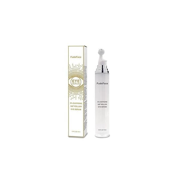 5% Caffeine Eye Serum and Under Roller Cream for Dark Circles Puffiness, Cafeine with 360° Massage Ball Reduce Wrinkles Fine Lines,Bags under eyes