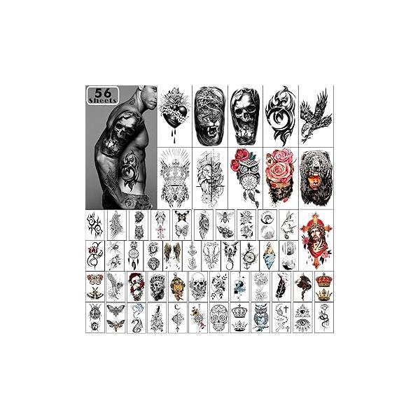 Yazhiji 77sheets Waterproof Mechanical Temporary Tattoo for Men or Women 17sheets Larger Half Arm Robot Realistic Fake Tattoos Adult And 60 sheets Tiny Flower Sticker Boys Girls