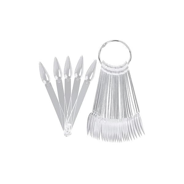 160Pcs Nail Swatch Sticks Stiletto Sample Clear Color Display Swatches with Metal Rings