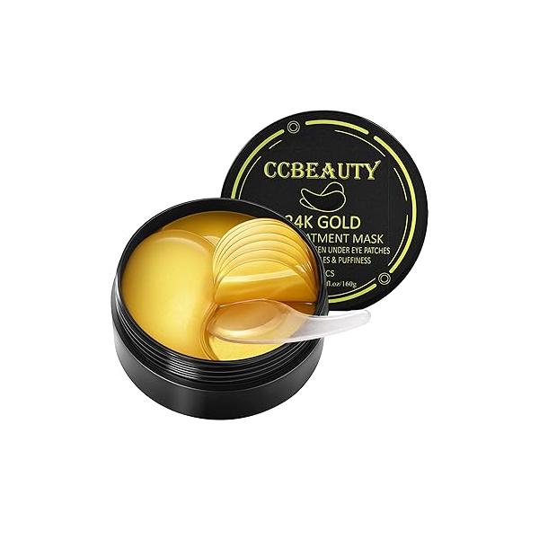 CCbeauty 24K Gold Under Eye Patches for Puffy Eyes, Dark Circles and Puffiness, Collagen Hydrating Mask Skincare, Gel Pads Bags Wrinkles Treatment,30pairs