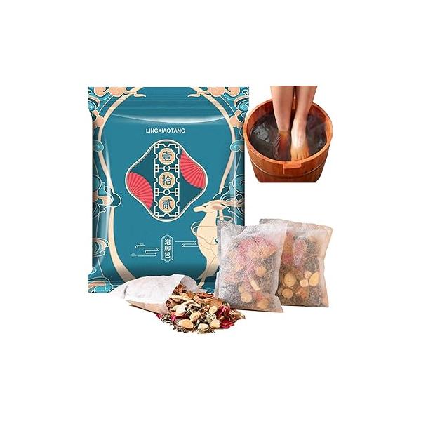 30 Bags Herbal Foot Soak Bag Set,31.74oz Bath Spa Powder Kits Reflexology Relax ,Mugwort,Ginger & Safflower 900g