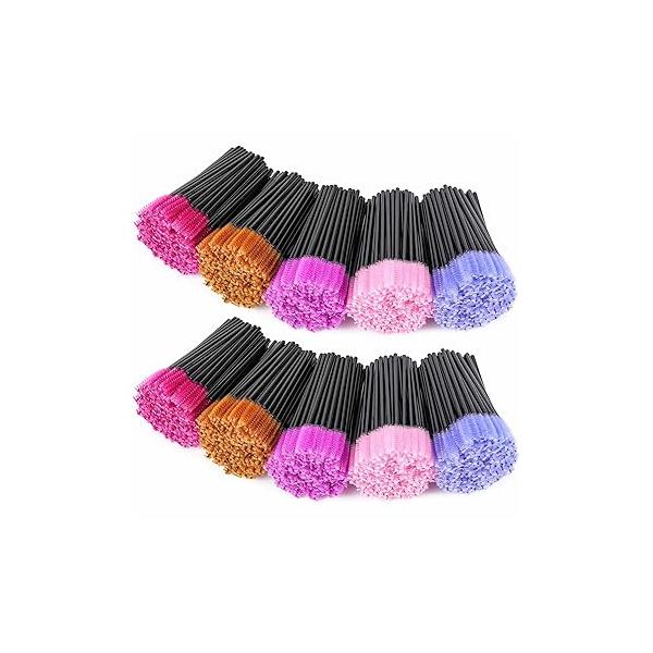 1000 Disposable Mascara Wands Eyelash Brushes Spoolies for Eyebrow Eye Lash Extension Black