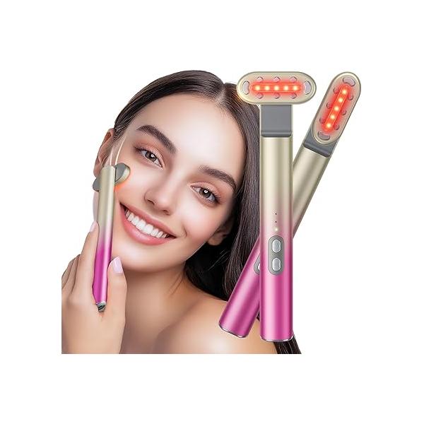 7 in 1 Red-Light-Therapy，Red Light Therapy for Face Eye Skincare Equipment at Home，Red & Blue Rejuvenation Tool (Rose Purple)