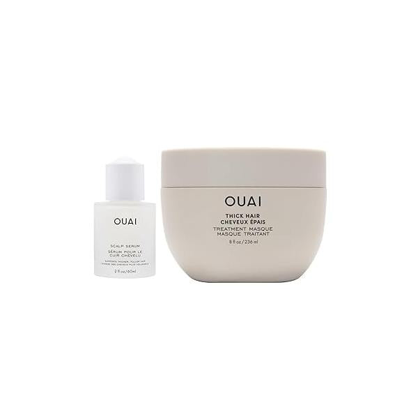 OUAI Scalp & Hair Treatment Bundle - Includes Serum and Masque for Moisturized, Shiny, Healthy (2 Count, 2 Oz/ 8 Oz)