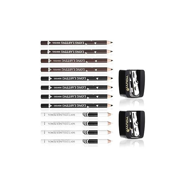 12 Pcs Eye Pencil Waterproof Eyebrow Long Lasting Barber with Sharpener Easy to Color Brow Pencils for Women Men(Black, Light brown,Dark brown)