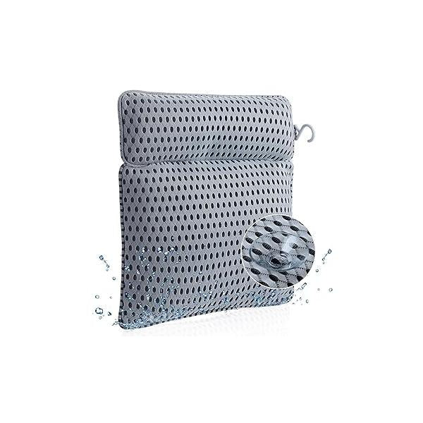 Bath Pillows Bathtub Spa Pillow: with Neck Shoulder Back Support Pillow 4D Air Mesh Accessories 6 Strong Suction Cups- Fits All Hot Tub Jacuzzi Home Luxury Cushion (Grey)