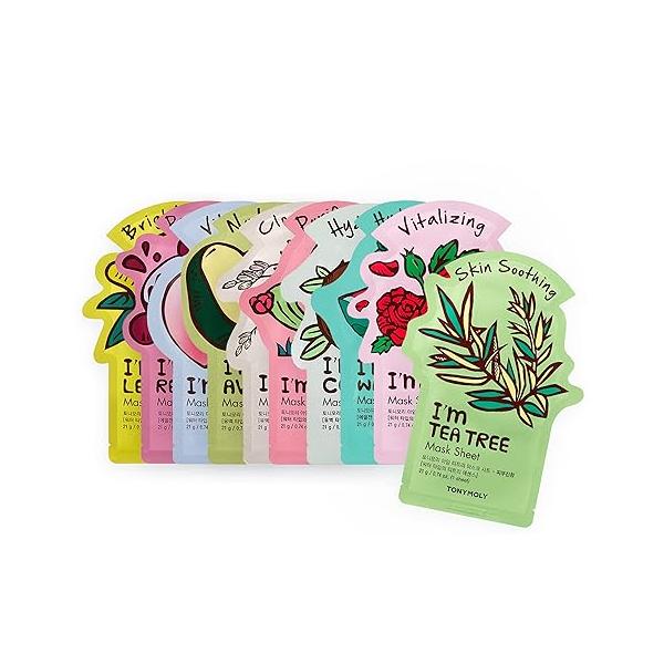 TONYMOLY I'm Real Sheet Mask, Korean Skin Care Face Mask , Hydrating & Moisturizing Skincare, Vitamin Infused Facial, Soothes