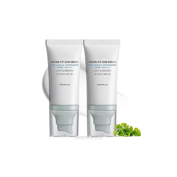 Centella Sunscreen SPF 50+,Face Sun Screen Long-Lasting Protection【Moisturizing Water Fit】【 Refreshing &Non-Greasy】【Lightweight】【NO White Cast - Dry Oily Skincare】Blue×1