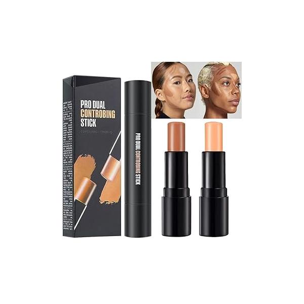 4 Colors Cream Contour Sticks Makeup Kit, Primer Face Highlighter Contouring for Beginners, Highlight and Concealer Blur Stick, Corrector 1#,3#