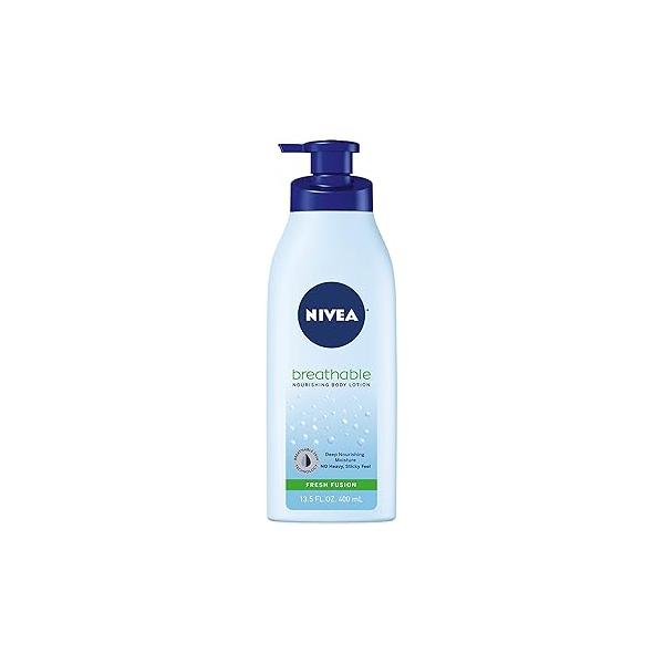 NIVEA Breathable Nourishing Body Lotion Fresh Fusion, for Dry Skin, 13.5 Fl Oz Pump Bottle