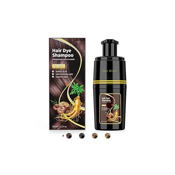 Black Hair Dye Shampoo 3 in 1, Color for Cover Grey Hair, Natural with Herbal Ingredient Men and Women (Black)