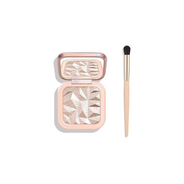 KYDA Face Highlighter Palette, High Glossy Illuminator Narutal Glow Finish, Pearl Shimmer Smooth Baked Powder, Lasting Sparkling Makeup-SUN GLOW
