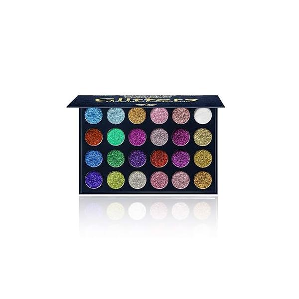 24 Color Pressed Glitter Eyeshadow Palette - Mineral Ultra Shimmer Makeup Eye Shadow Powder Long Lasting Waterproof