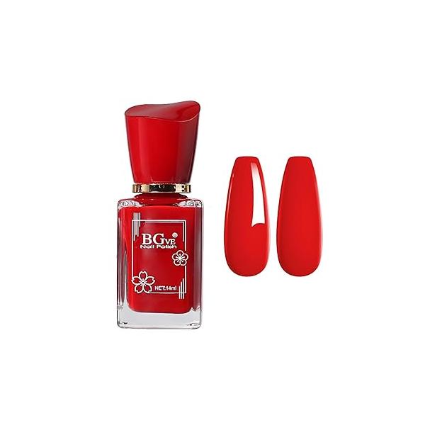 Cherry Red Nail Polish - Quick Dry Sheer Varnish Jelly Nails High Glossy- Natural Gel Long Lasting for Women No Required UV/LED