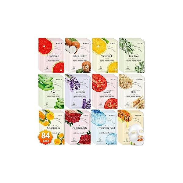 9 Pack Collagen Face Masks Skincare for Women, Hydrating Sheet Suitable All Skin Types, Bulk Facial Women Care, Mask Gifts Set Spa Party